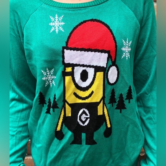 Despicable me Minion Christmas Ugly Holiday Sweater Worn 1x, XS Womens runs sm - Picture 2 of 5
